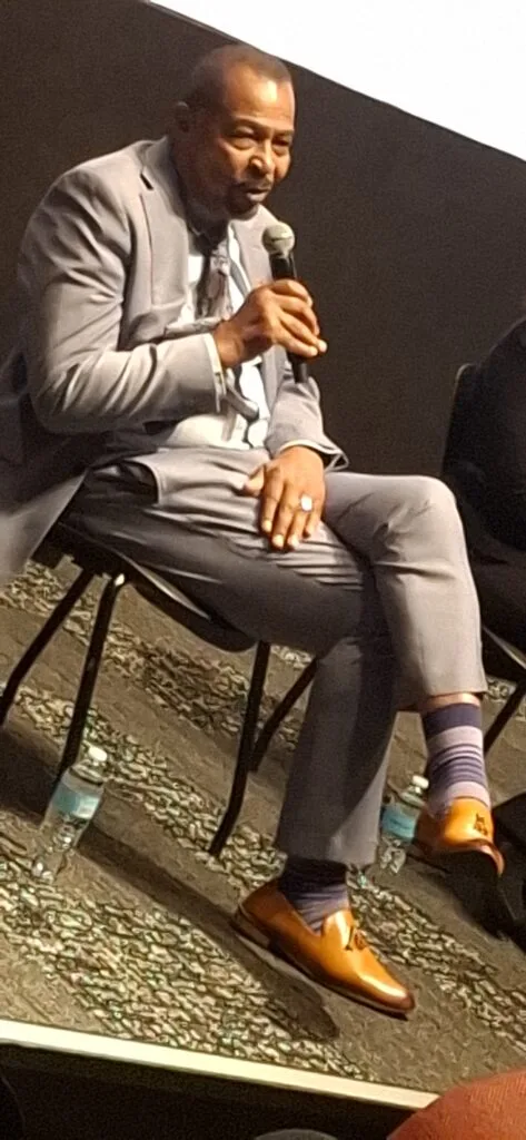Aldon Morris, Professor Emeritus, Northwestern University, delivers remarks during the post-screening panel.