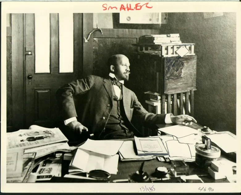 W.E.B. Du Bois pictured at Atlanta University, from "W.E.B. Du Bois: Rebel with a Cause." (PBS)