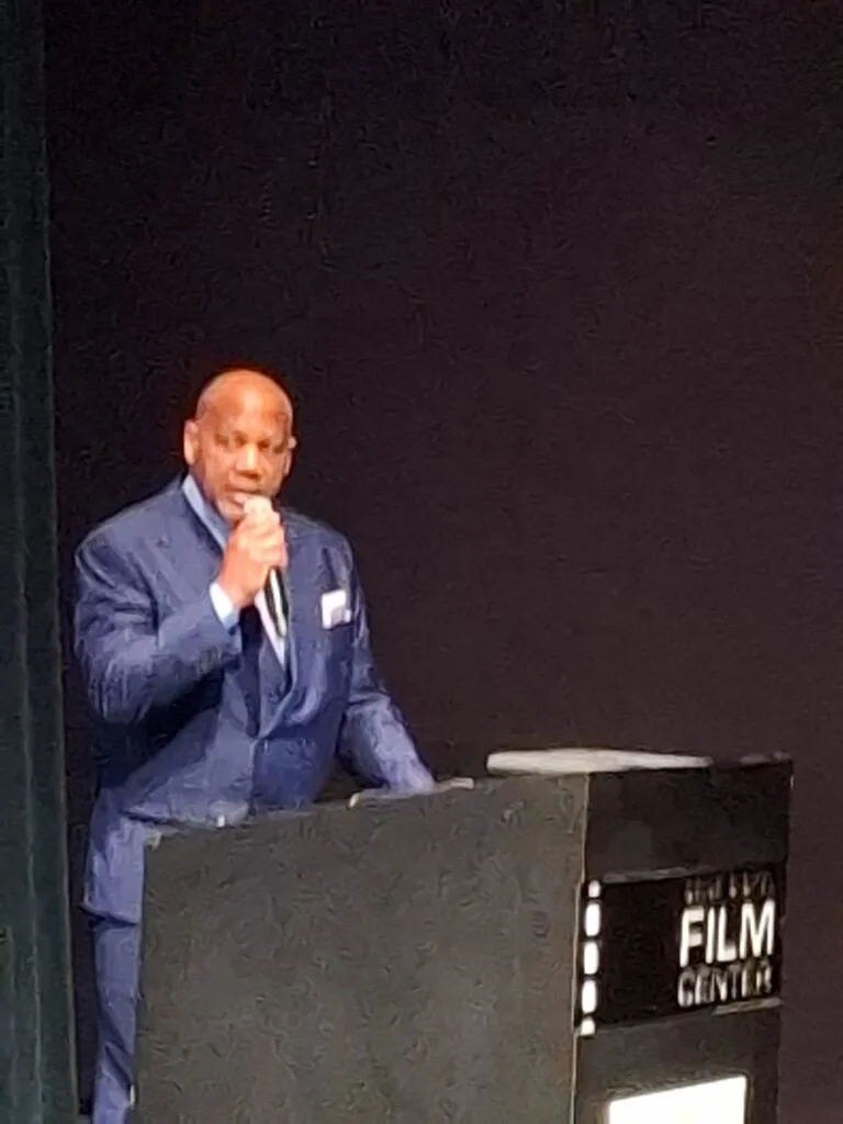 Special Guest: Jeffrey DuBois Peck, great-grandson of W.E.B. Du Bois, addresses the audience from the podium, with film honor remarks on behalf of the DuBois family at Gene Siskel Film Center Chicago